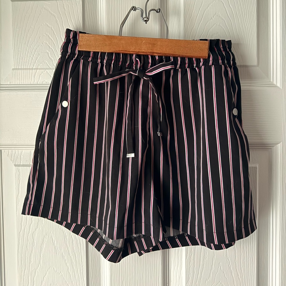 Dynamite Black Shorts with Red and White Pinstripes